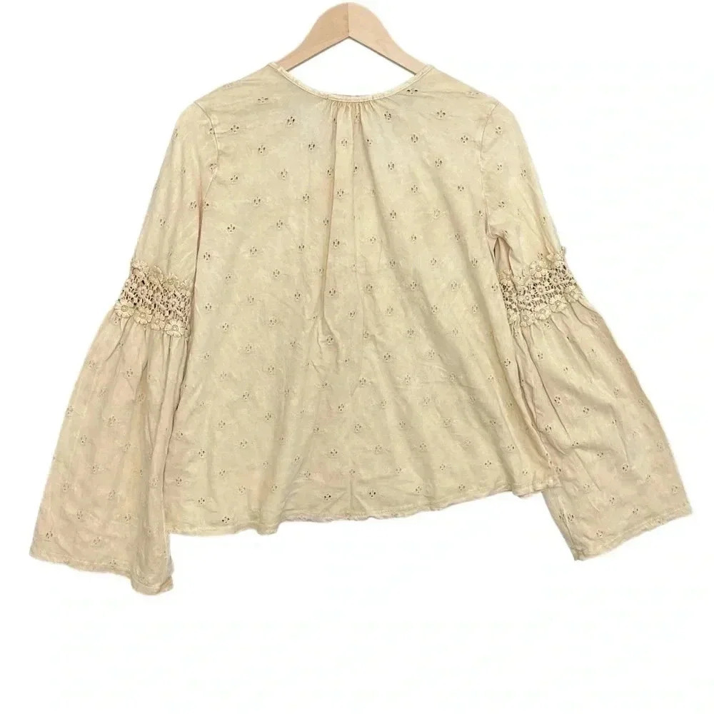 Anthropologie Eri+Ali Crochet Bell Sleeve Boho Top XS - Picture 3 of 6